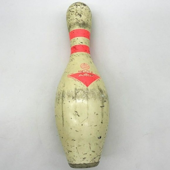 Vtg AMF Amflite-2 Pink Two Stripe WIBC-ABC Approved Surlyn Coated Bowling Pin - Picture 1 of 5